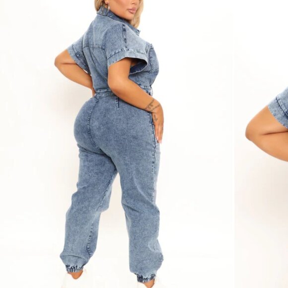 Brand New Fashion Nova Curve Denim Jumpsuit - Picture 3 of 3